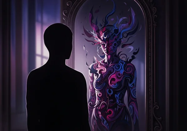 Person looking in mirror reflecting hidden desires