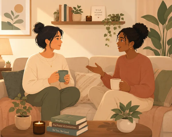 Two people sitting down for a healthy relational conversation