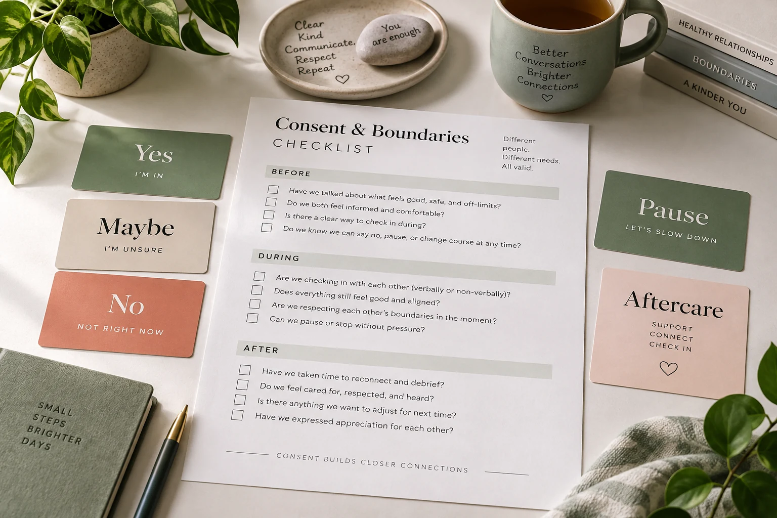 Consent checklist on a table
